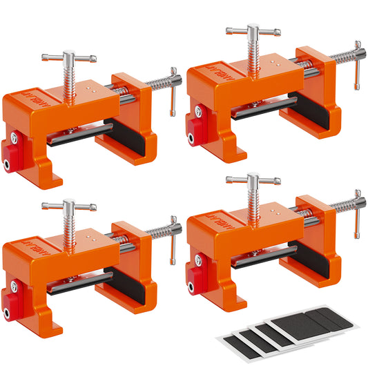 Cabinet Clamps, Cabinet Installation Clamps Cabinetry Clamps Cabinet Face Frame Clamps Cabinet Tools with Two Side Screws and Alignment Plate, 4 Pack (Orange-4 Pack)