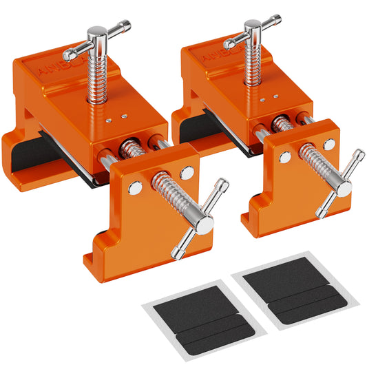 Cabinet Clamps, Cabinetry Clamps Cabinet Face Frame Clamps Cabinet Installation Clamps Cabinet Tools with Two Side Screws and Alignment Plate, 2 Pack (Orange)