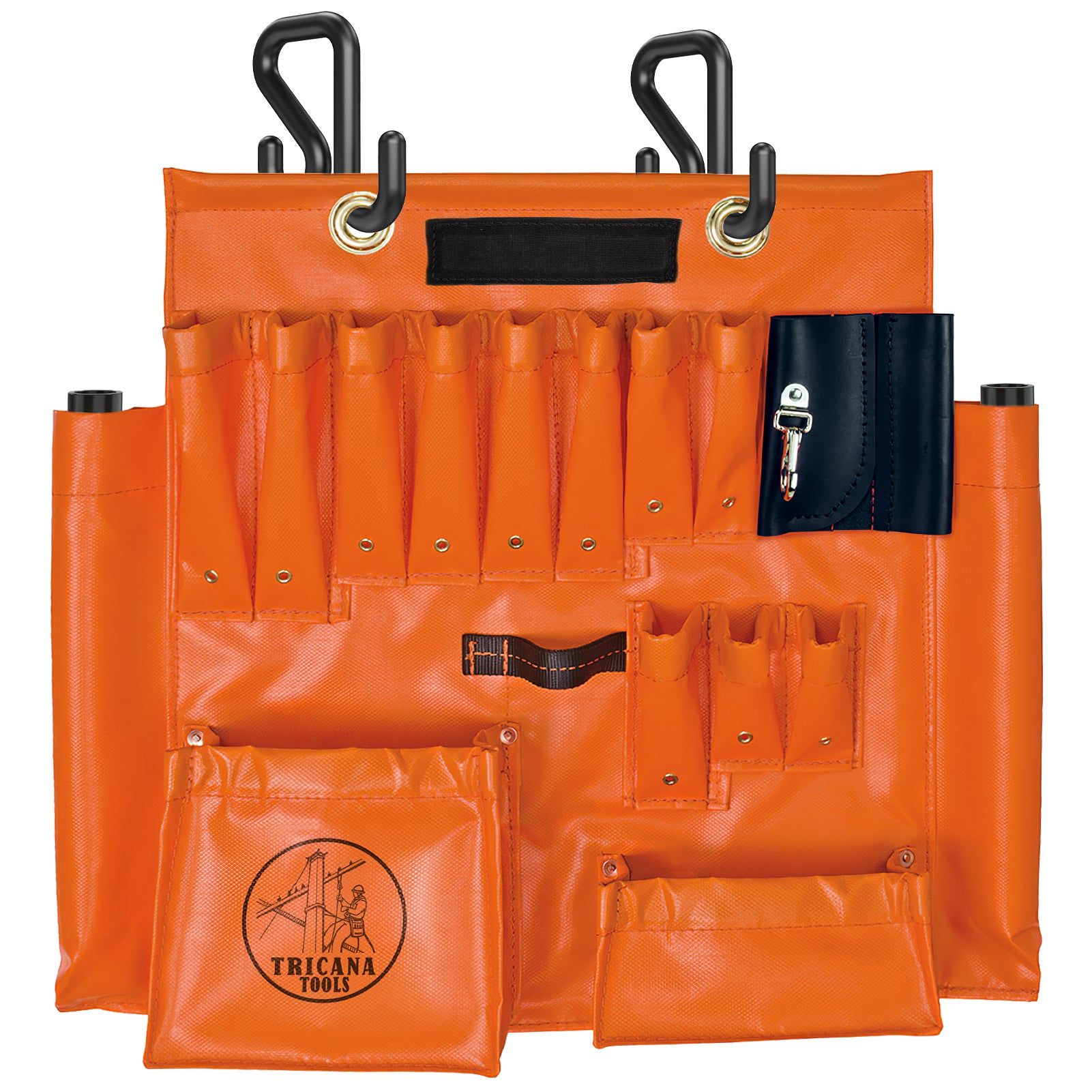 Lineman Tool Board, Aerial Apron w/Magnet, Bucket Truck Tools Organizer with over 16 Pockets and Aerial Bucket Hooks, Tool Organizer for Bucket Trucks and Lineman, Includes Two 2” Bucket Hooks