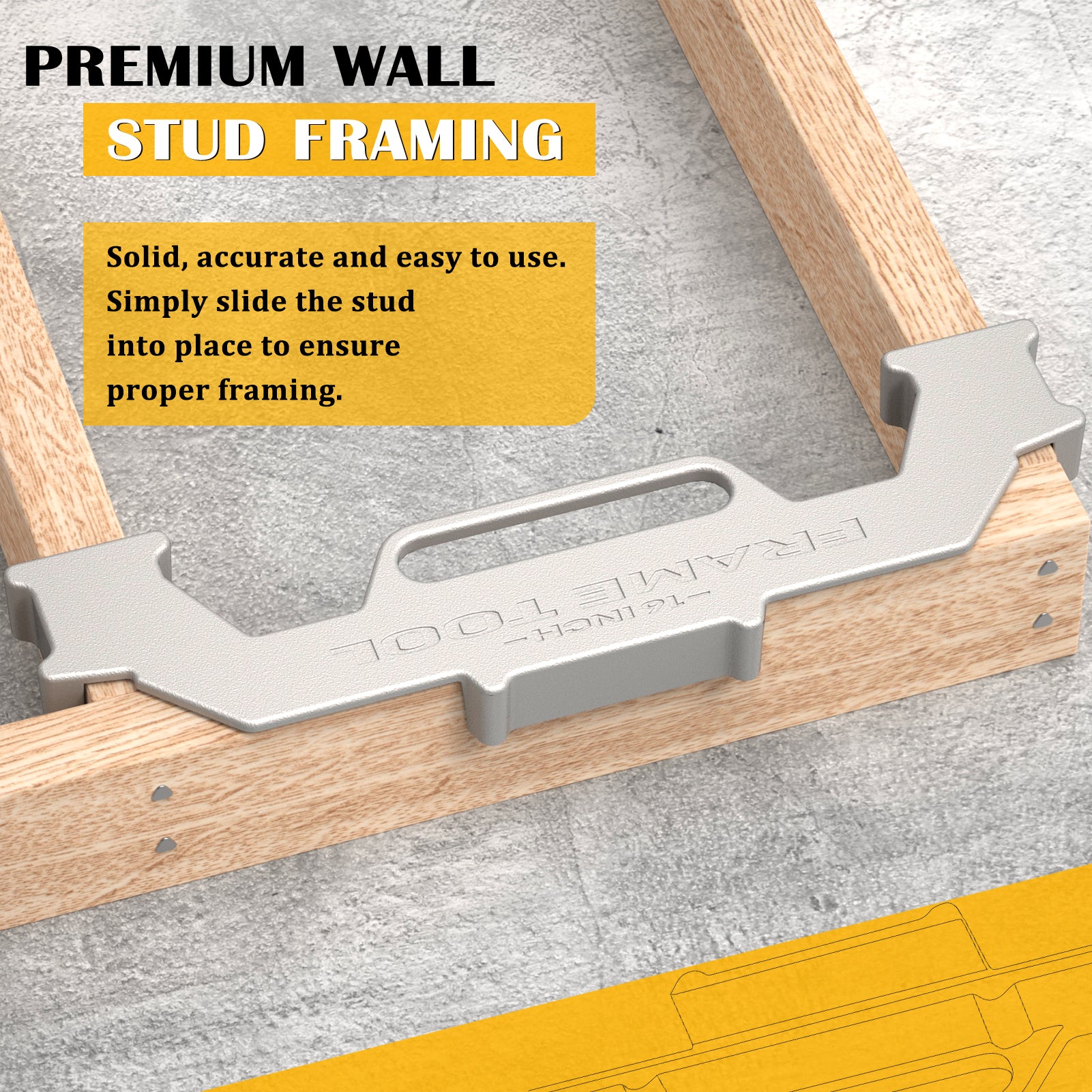 Framing Tools,16 Inch On-Center Stud Layout Tool,100% Cast Aluminum Framing Spacing Tool,Premium Wall Stud Framing Tool,Precision Measurement Jig Tool For Framing Wall - 0