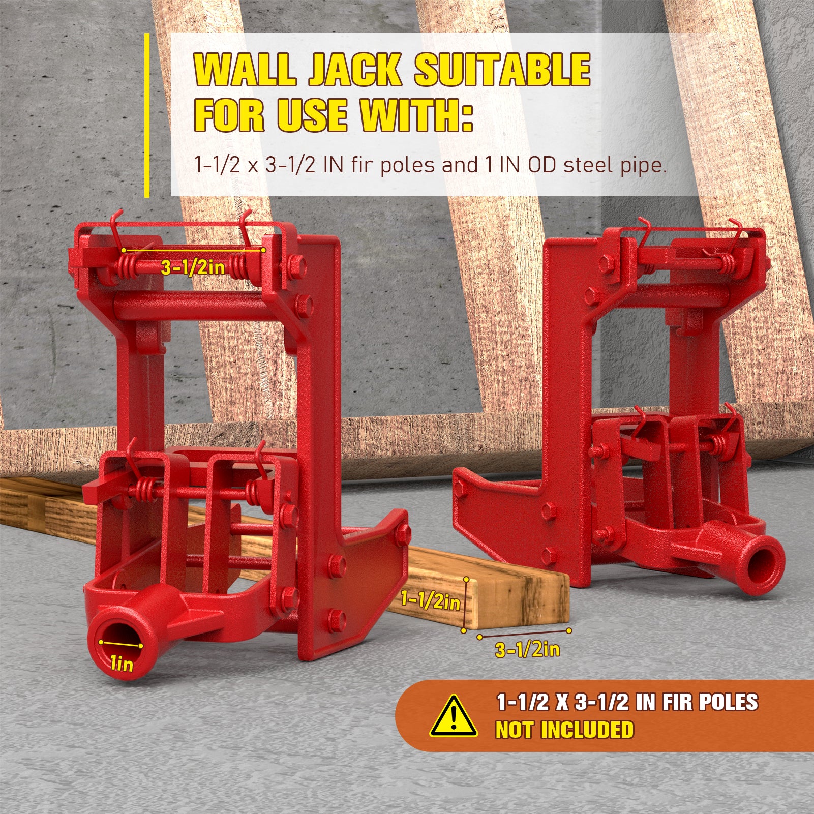 Wall Jack, Portable Wall Jacks for Framing, Use with 1-1/2 X 3-1/2 in Fir Poles Or 1 in Od Steel Pipe, Malleable Casting Iron Wall Jack for Lifting Wall Beams, Capacity of Lifting 1,000 lbs