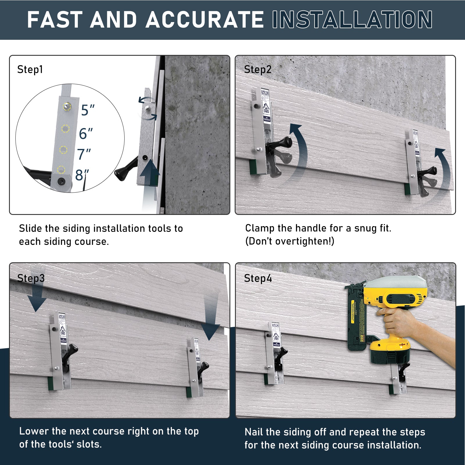 Siding Installation Tools, Siding Mounting Kit for Use with 7/16-Inch Wood Siding/LP Siding, Siding Tools Lap Siding Gauge with Adjustable Reveals, Aluminum Body, 2 Packs