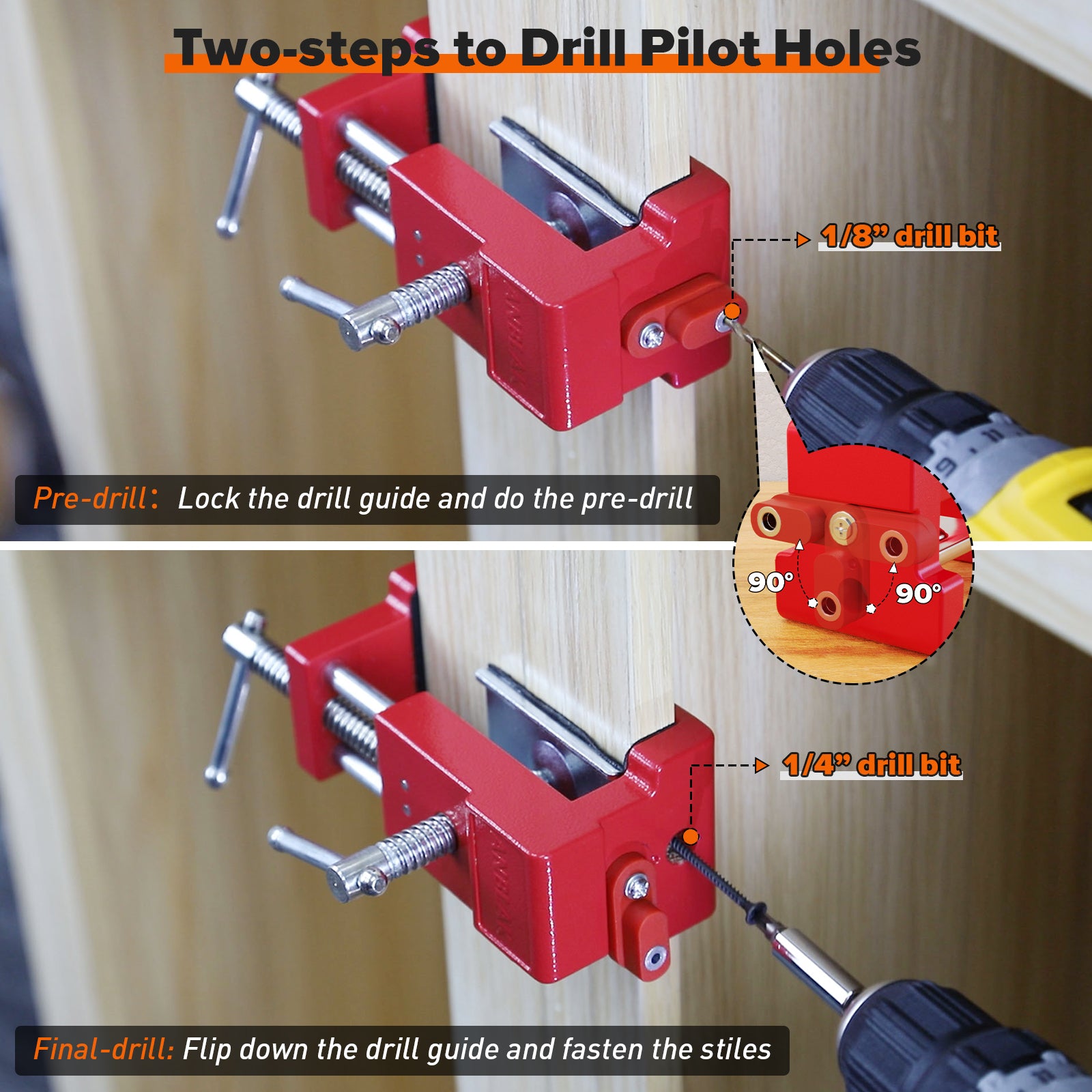 Cabinet Clamps, Cabinet Installation Clamps Cabinetry Clamps Cabinet Face Frame Clamps Cabinet Tools with Two Side Screws and Alignment Plate, 2 Pack, Red