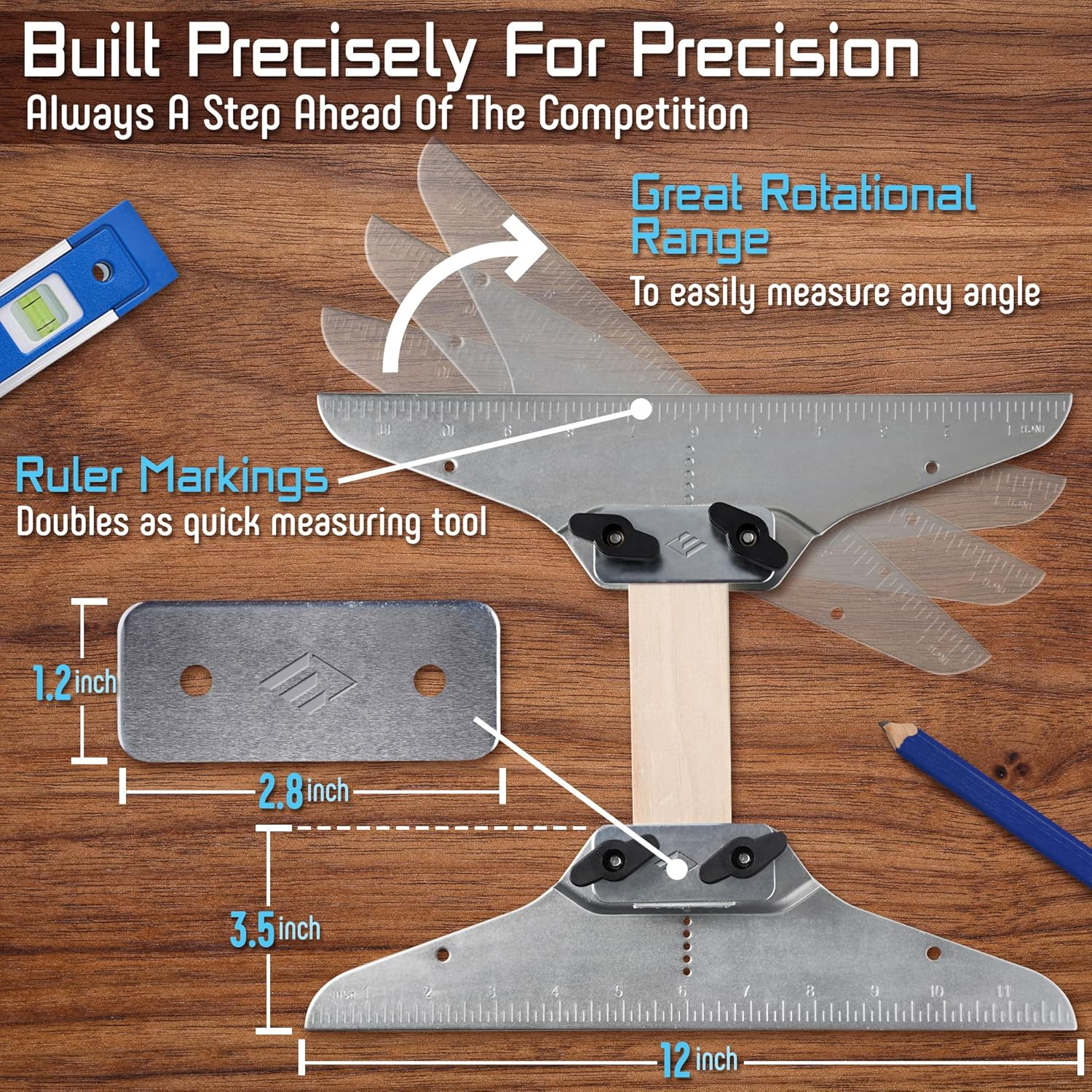 Stair Tread Template Set for colins，Stair Cutting Tools，Replacement Template Steps Risers Clamp Plates Hand Tool，Shelf Scribe Layout Tool，Caliper Gages - 0