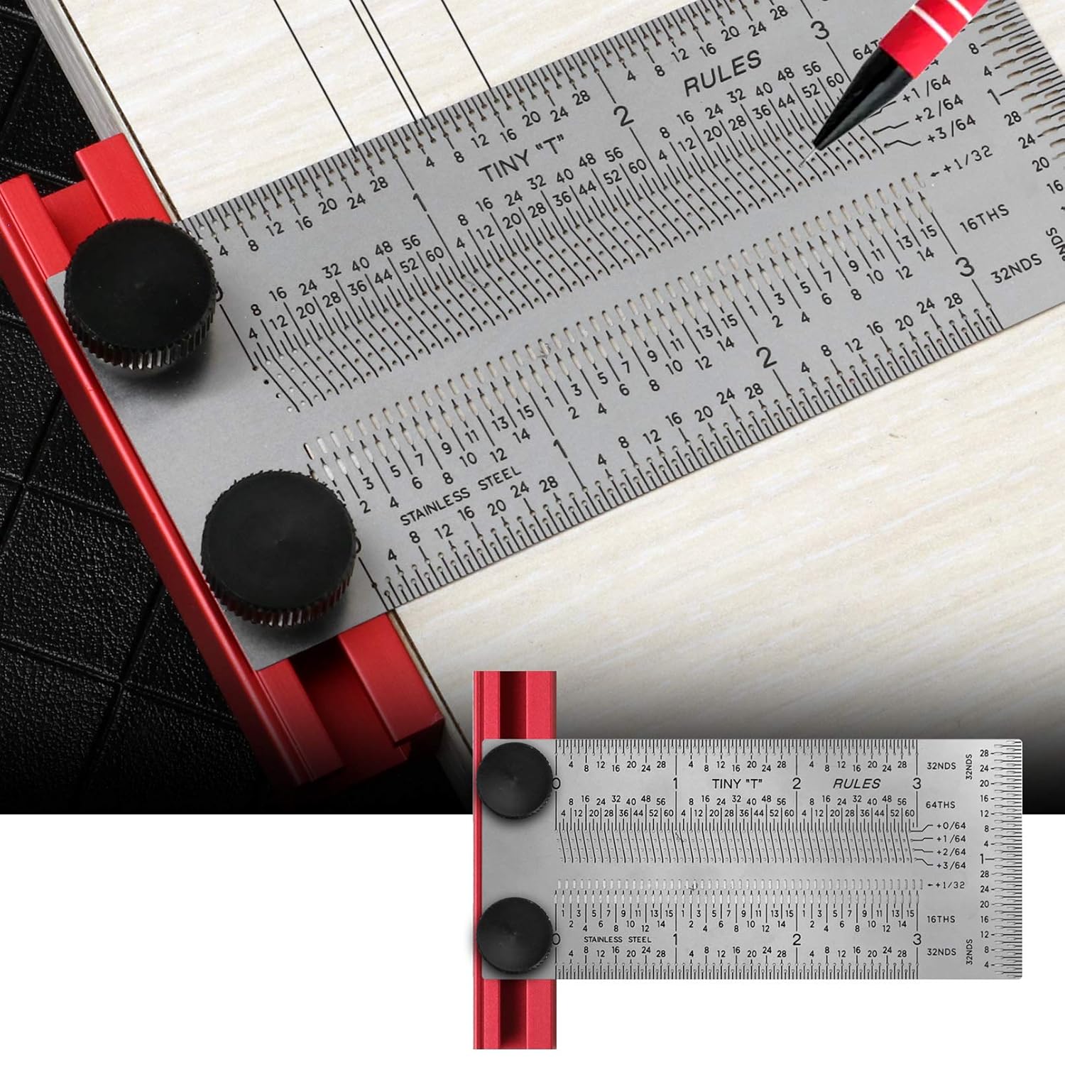 T-Rule,Precision Marking T-Rule,Precision Woodworking Tools T-Square,Stainless Steel Positioning Scribing Gauge, Carpenter Mark T-Rule (3inch)