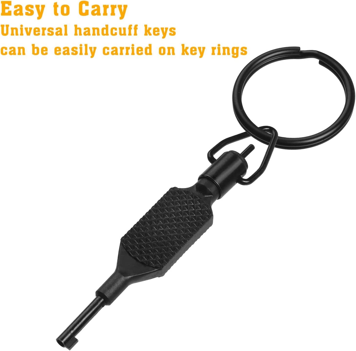 Flat Knurled Swivel Key, 4 Inches Long with Detachable Keyring, Black - 0