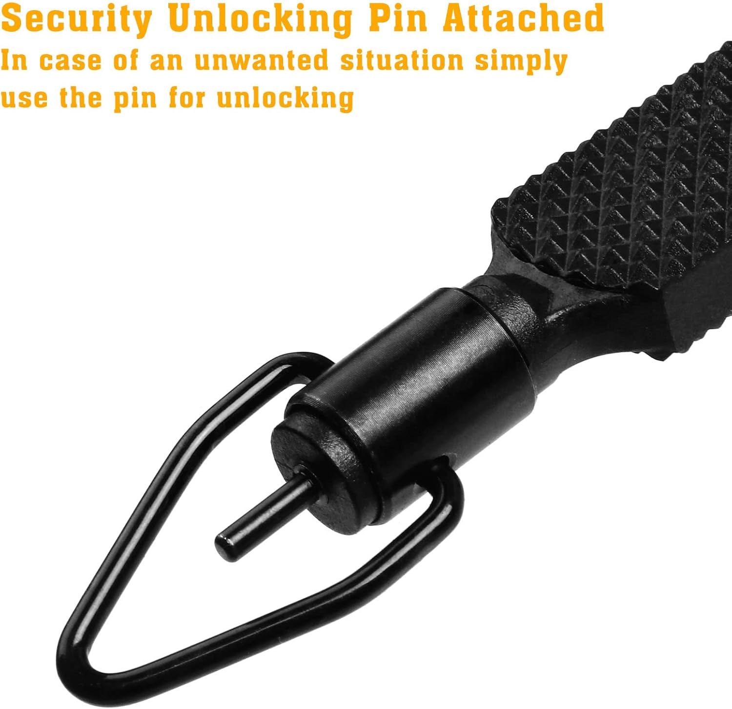 Flat Knurled Swivel Key, 4 Inches Long with Detachable Keyring, Black