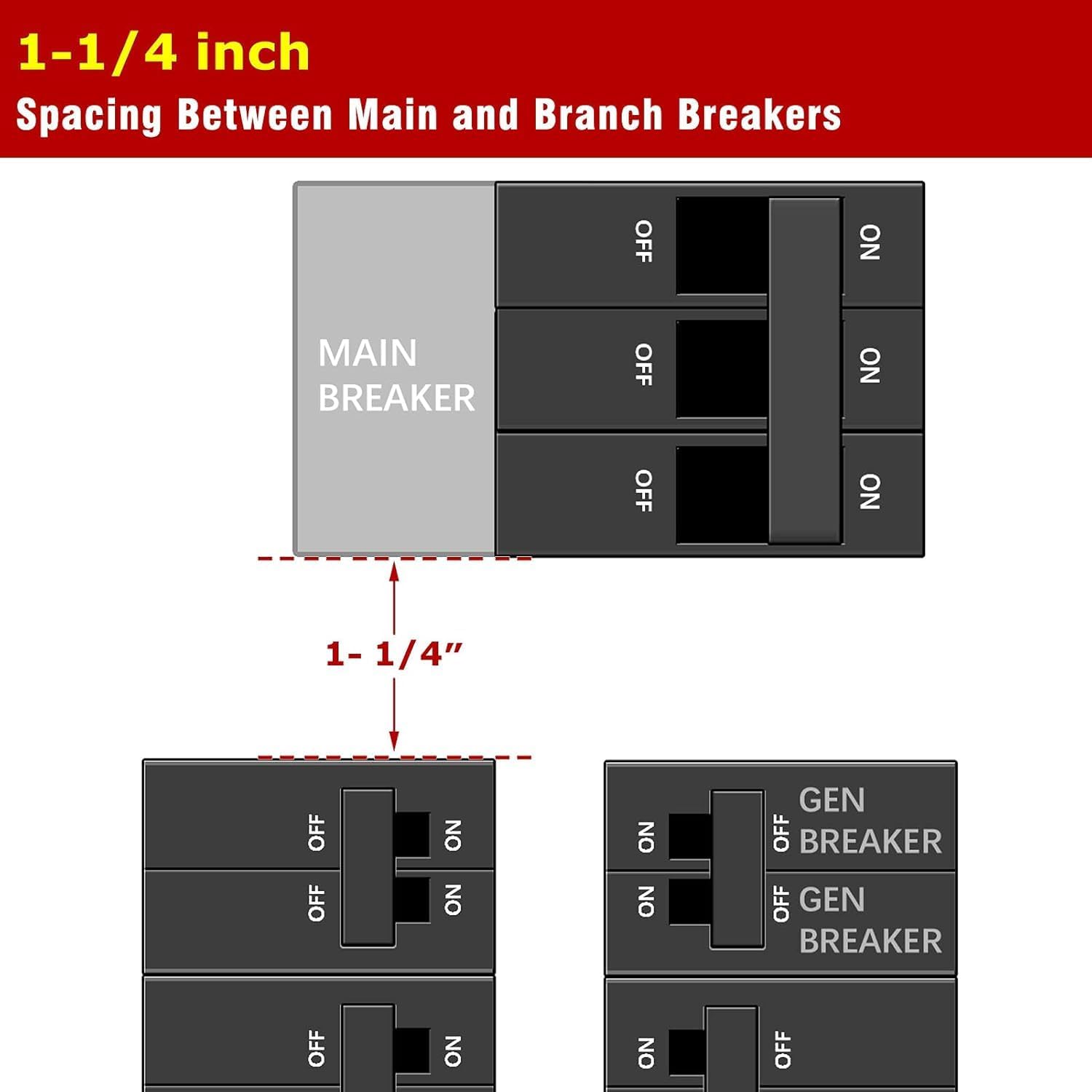 Generator Interlock Kit Compatible with General Electric GE 150 or 200 amp Main Breaker,1 1/4 Inch Spacing Between Main and Branch Breaker(GE200-A) for Emergency in Snowstorm Thunderstorm Weather