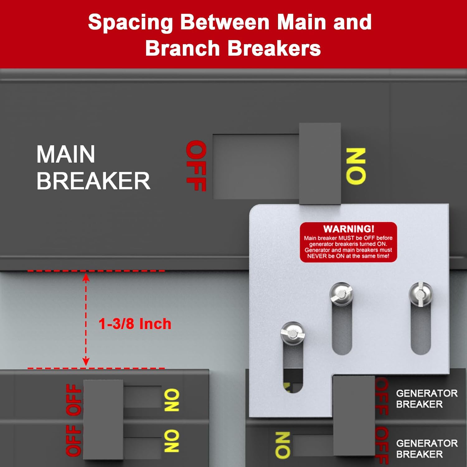 Generator Interlock Kit Compatible with Square D QO or Homeline 150 or 200 amp panels. 1 3/8 inches Spacing between main and generator breaker, Professional and Interlock Kit (SD200A)