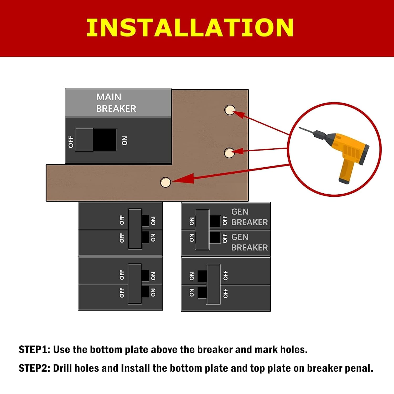 Generator Interlock Kit Compatible with Murray or Siemens 150 amp or 200 amp Panels, 7/8-1 1/4 Inch Spacing Between Main and Branch Breaker. for Emergency in Snowstorm Thunderstorm Weather