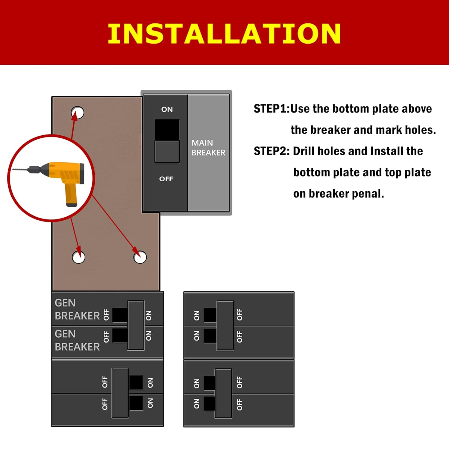 Generator Interlock Kit Compatible with General Electric Vertical Main 150 or 200 amp Break. 2 1/2 to 3 1/2 inches Spacing Between Main and Branch Breaker, Professional and Interlock Kit - 0