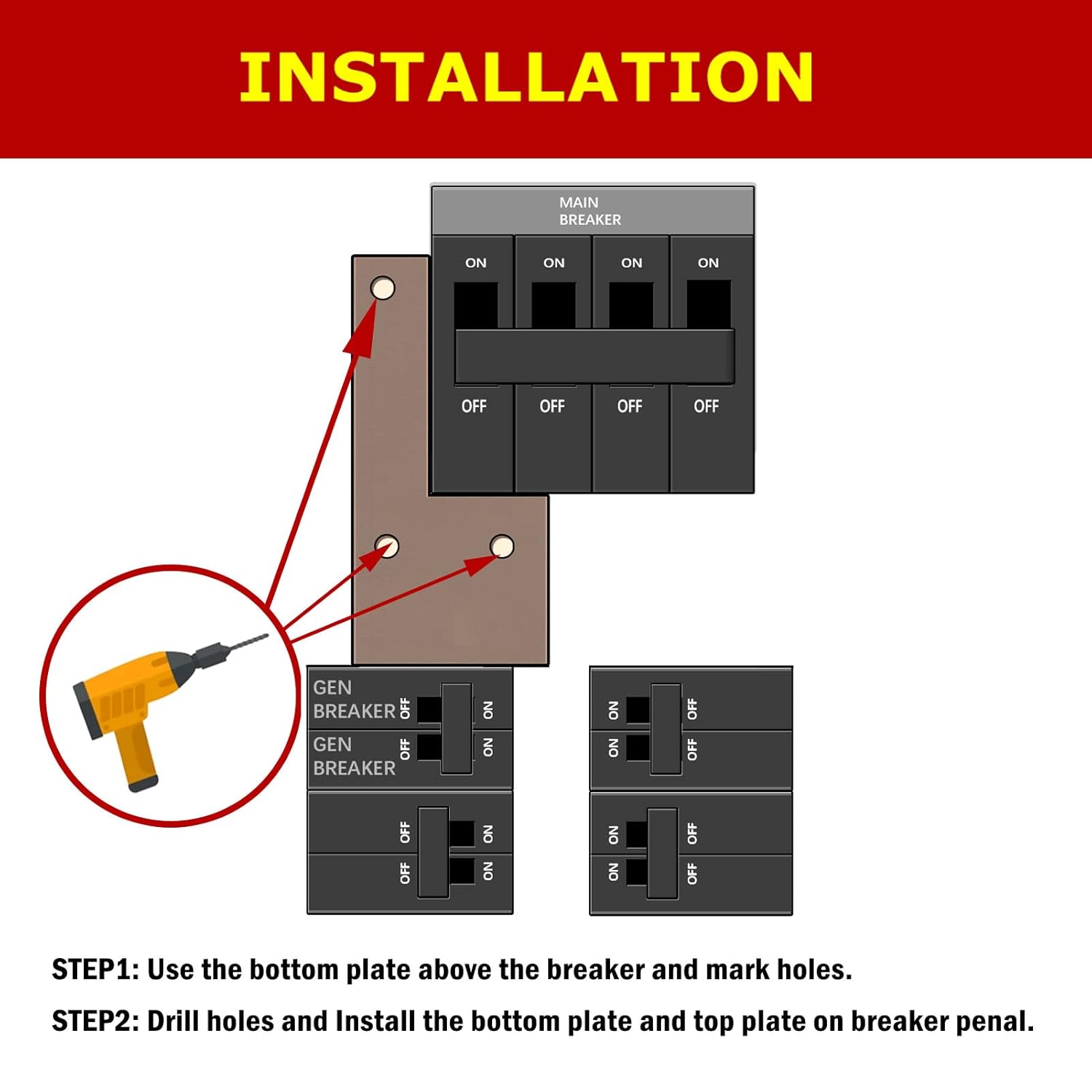 Generator Interlock Kit Compatible with GE 150 and 200 AMP Panels, 2 1/4 Inch Spacing Between Main and Generator Breaker. for Emergency in Snowstorm Thunderstorm Weather