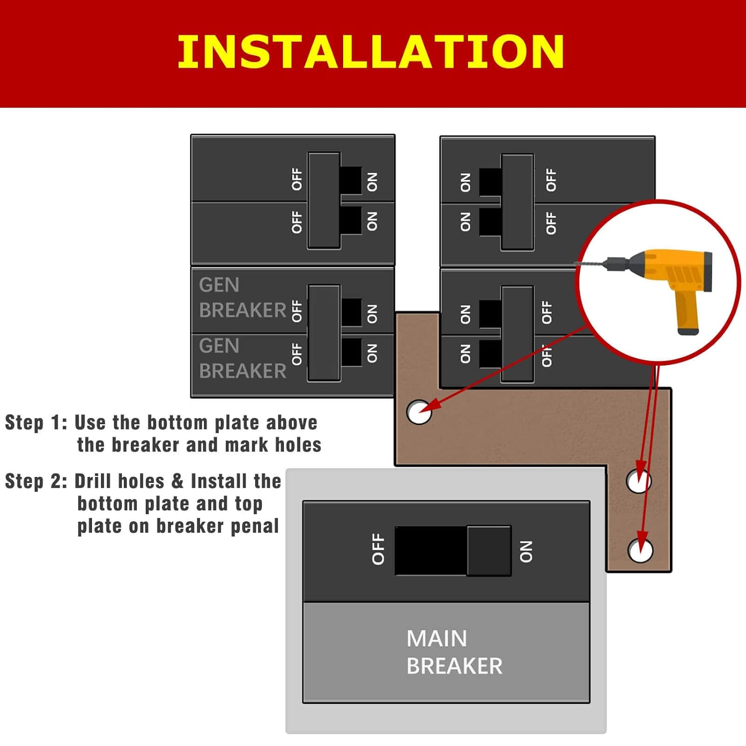 Generator Interlock Kit Compatible with Eaton Cutler Hammer Challenger BR-200 150 and 200 AMP Panel,1 1/4 to 1 1/2 Inch Spacing Between Main and Branch Breaker