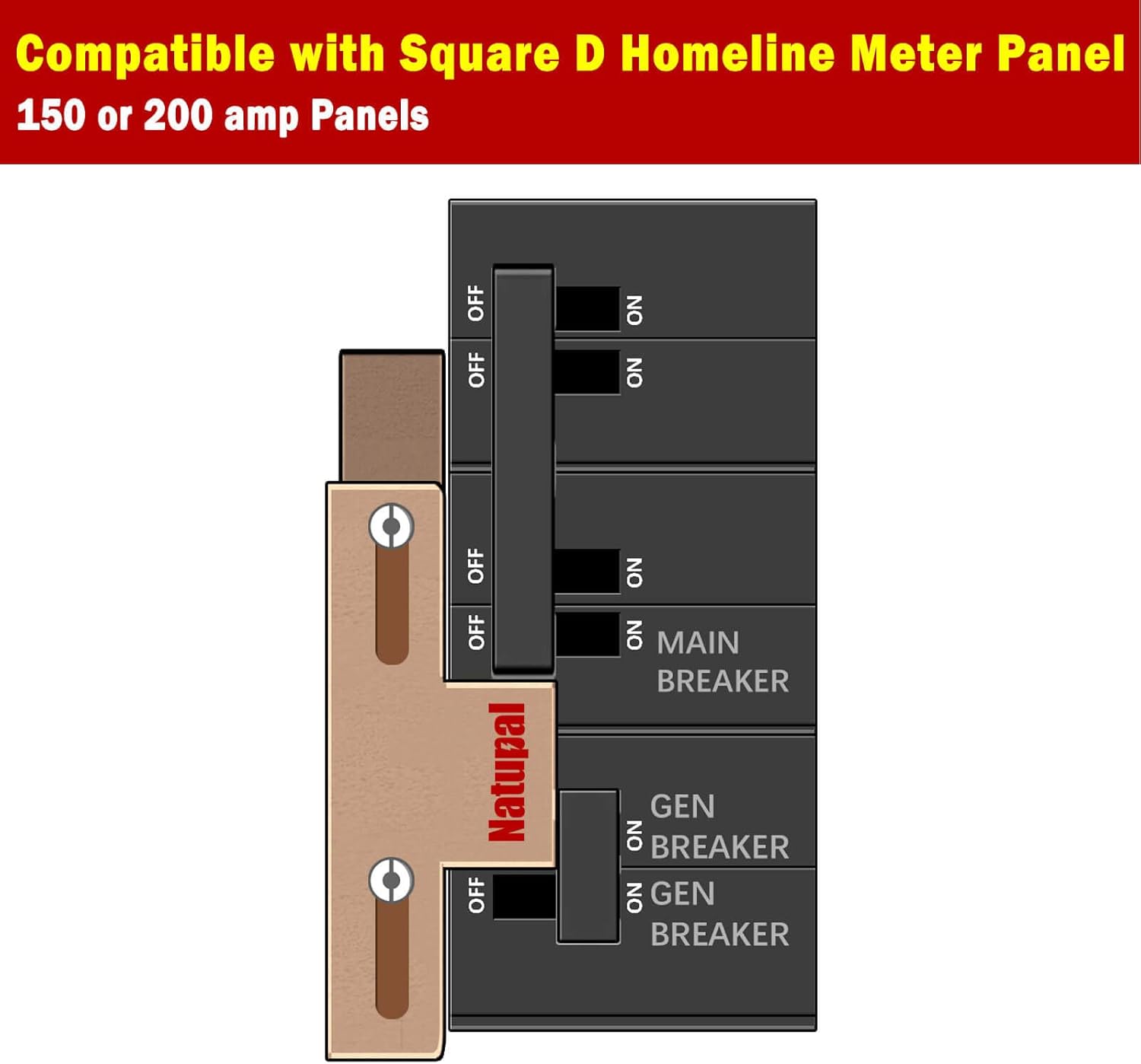 Generator Interlock Kit Compatible with Square D Generator Interlock Kit for Homeline Meter Main 150 or 200 amp Breaker,For Emergency in Snowstorm Thunderstorm Weather - 0