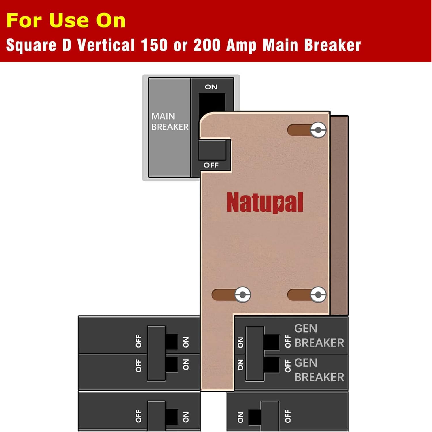 Generator Interlock Kit Compatible with Square D Vertical Main 150 or 200 amp Breaker,3 1/4 to 4 Inch Spacing Between Main and Branch Breaker