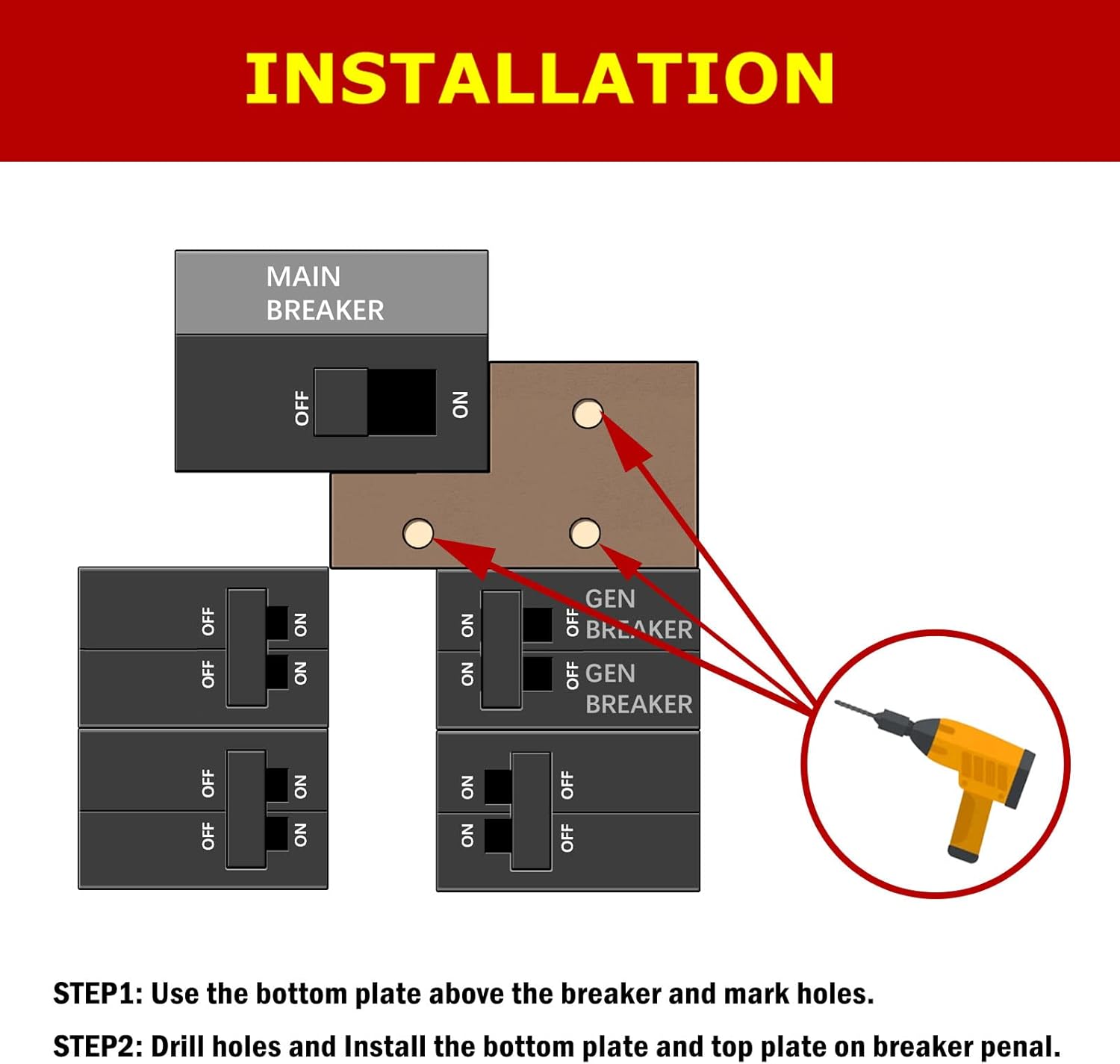 Generator Interlock Kit Compatible with Square D QO & Homeline Indoor or Outdoor 100 or 125 amp Panels, 3/4 Inch Spacing between main and branch breaker. Professional Interlock kit