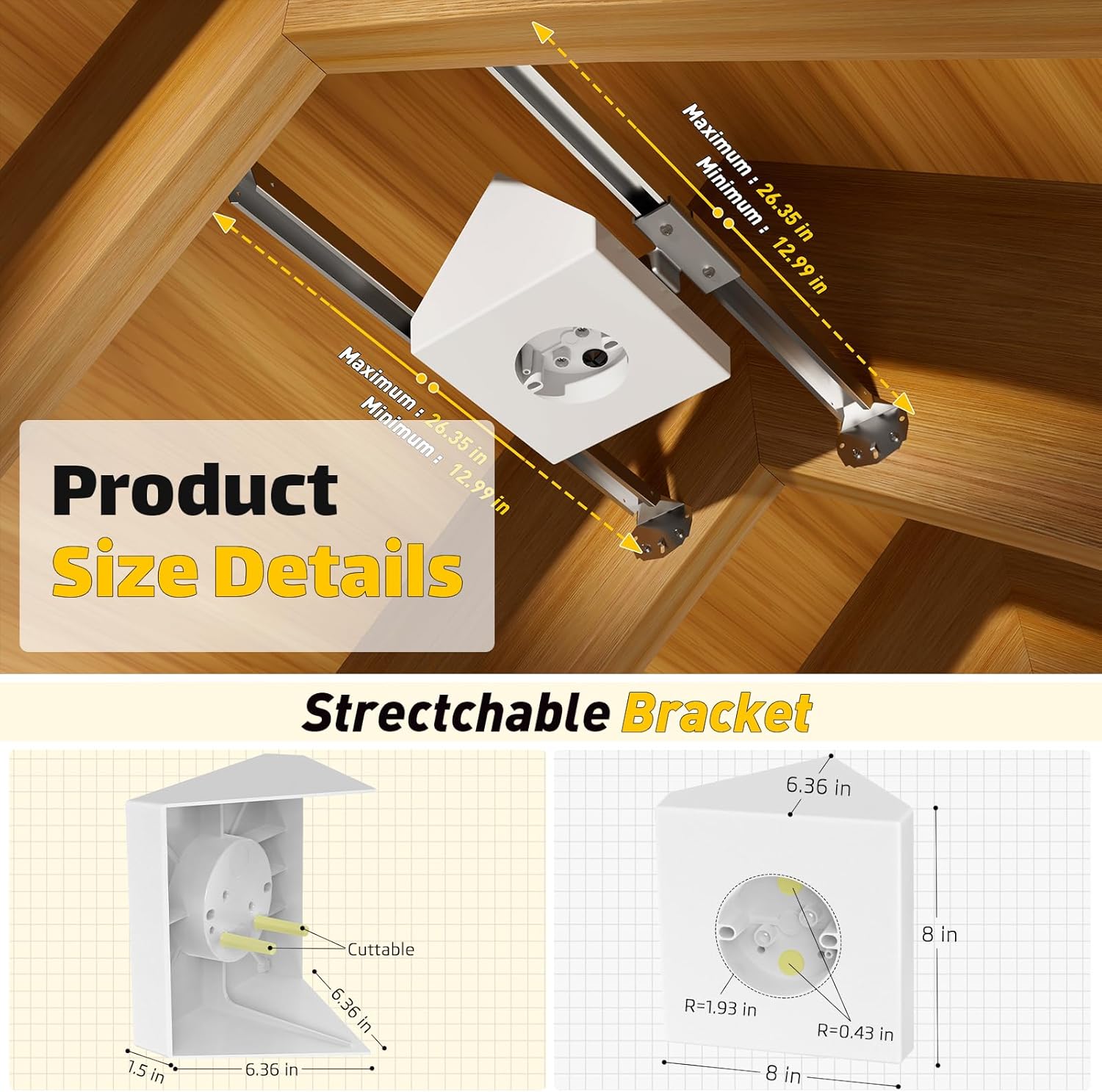 Ceiling Fan Box, 14.5 Cubic-inches Adjustable Fan and Light Fixture Mounting Box, Ceiling Fan Mounting Bracket,Fits Cathedral Ceiling Angles of 80°or Up, 1-Pack - 0