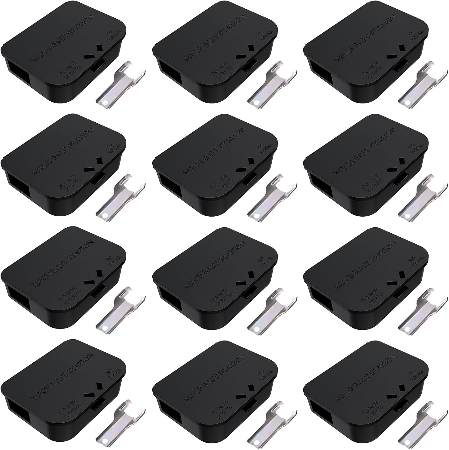 Mouse Stations with Keys 12 Pack, Keyless Design and Key Required Mouse Stations, Mice Stations, Keeps Children and Pets Safe Indoor & Outdoor, Black