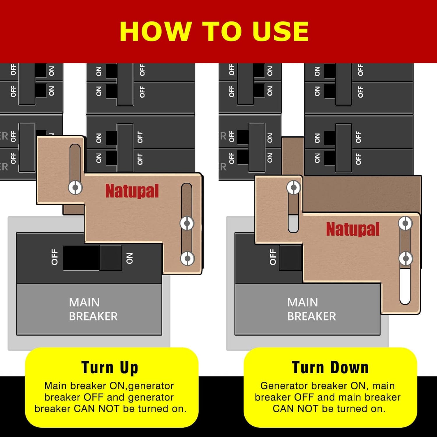 Generator Interlock Kit Compatible with Eaton Cutler Hammer Challenger BR-200 150 and 200 AMP Panel,1 1/4 to 1 1/2 Inch Spacing Between Main and Branch Breaker