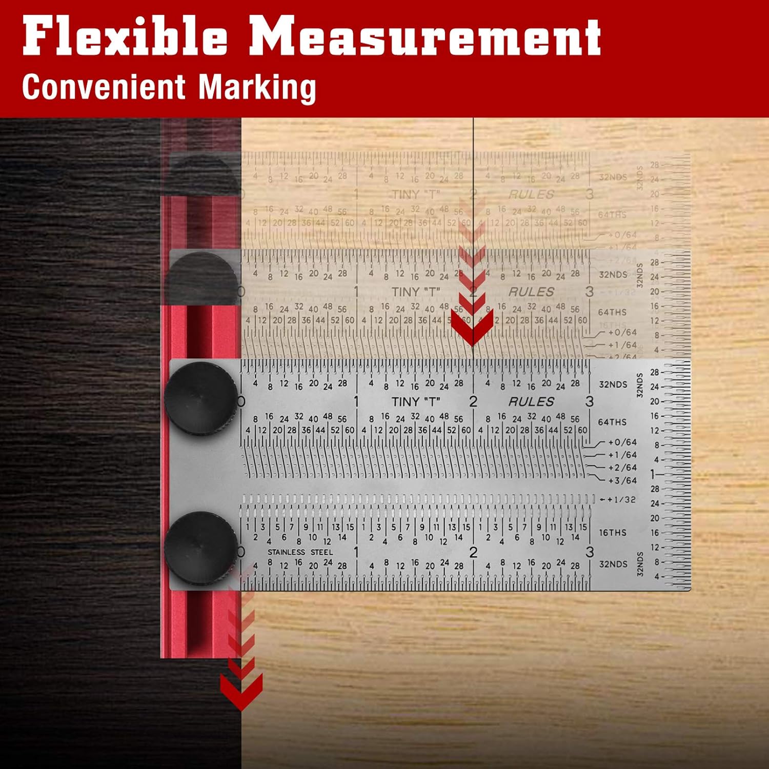 T-Rule,Precision Marking T-Rule,Precision Woodworking Tools T-Square,Stainless Steel Positioning Scribing Gauge, Carpenter Mark T-Rule (3inch)