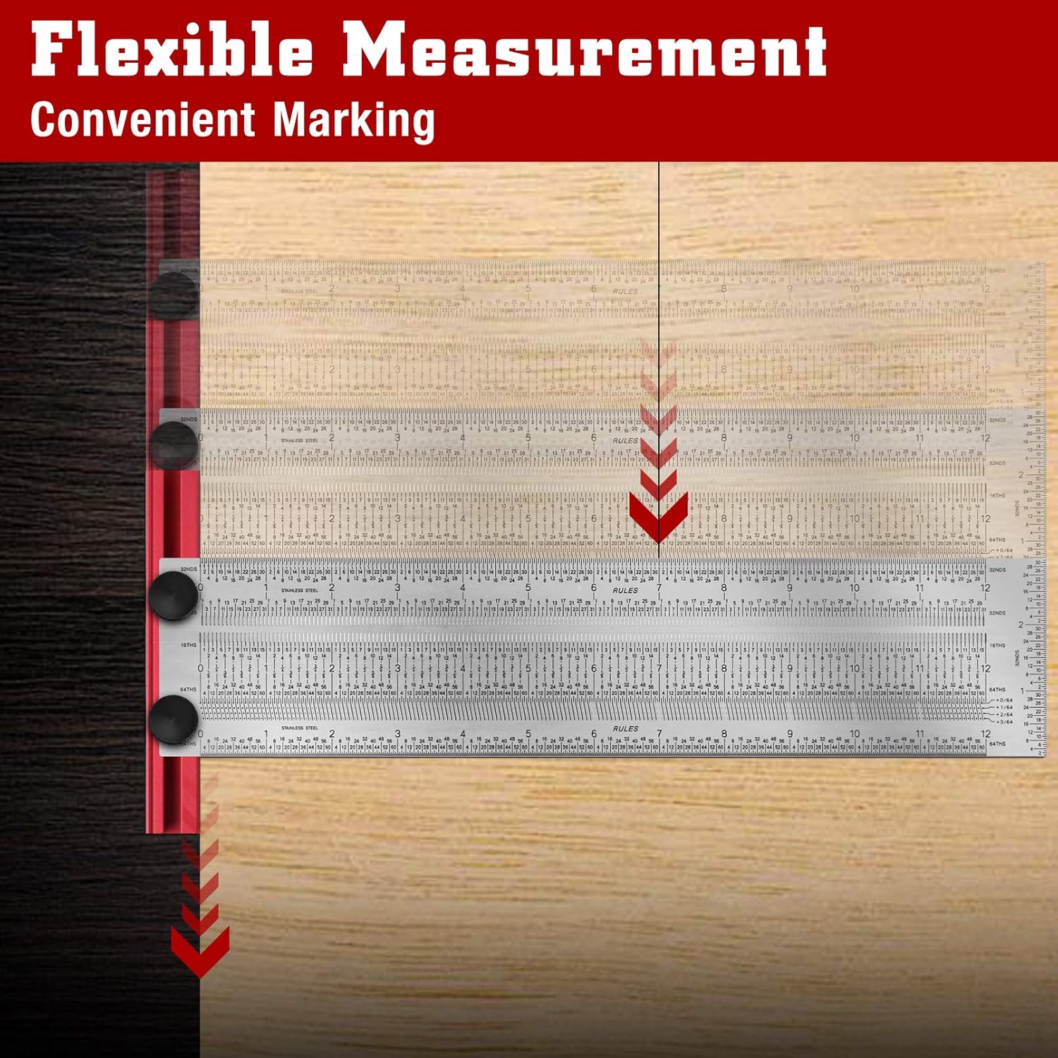 T-Rule,Precision Marking T-Rule,Precision Woodworking Tools T-Square,Stainless Steel Positioning Scribing Gauge, Carpenter Mark T-Rule (12inch)