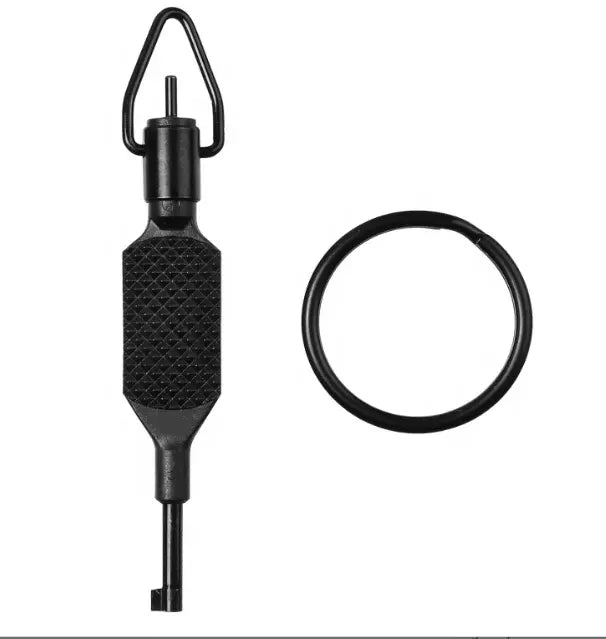 Flat Knurled Swivel Key, 4 Inches Long with Detachable Keyring, Black